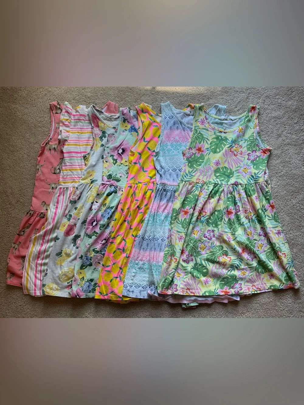 H&M Girls' Tropical Floral & Multicolor Sleeveless Dress Set